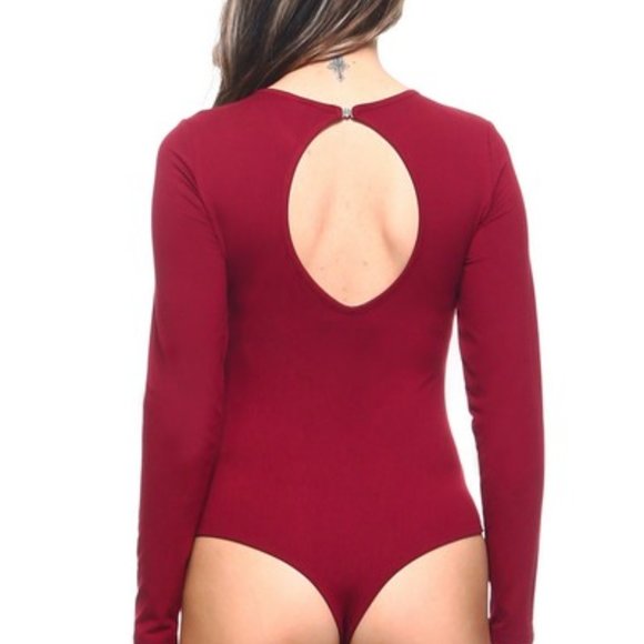 Long Sleeve Cute Open Back Bodysuit BS1009 - Picture 4 of 5